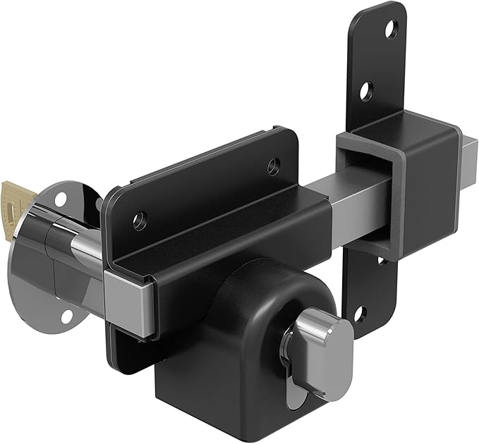 Gatemate 1490116 Euro Single Long Throw Lock with Thumb Turn P11, Black/Stainless Steel, 70mm