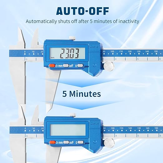 Dasqua Digital Caliper 12", IP54 Stainless Steel Water Resistant Caliper with Large LCD Display and Storage Case, Easy Switch Between Inch/Metric/Fraction, Accuracy 0.001'', Precision Measuring Tool