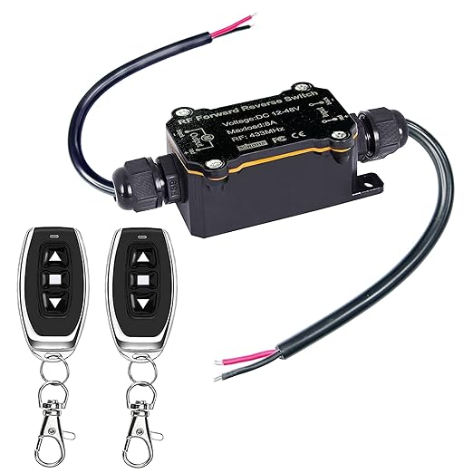 Forward and Reverse Remote Switch,DC 12V to 48V 8A Waterproof Remote Control Switch,Linear Actuator 12V Wireless Remote,Up to 165 Feet Range,for Shutter Doors,Winch Electromagnetic