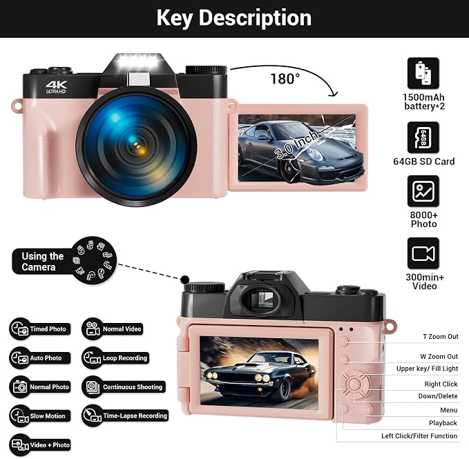4K Digital Camera for Photography, 75MP WiFi Vlogging Camera for YouTube - Image 9