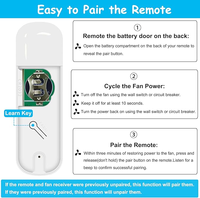 Ceiling Fan Remote Control Replacement for Hunter 99770 99392 99813, Compatible with Hunter 99770 99392 99118 99122 99123 99119, Light Dimmer 3-Speed Wall Mount (Remote Only)