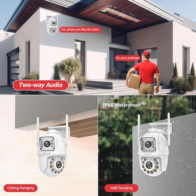BOAVISION 2Pack 2.4G/5G WiFi Outdoor Security Camera, Dual Lens Wireless PTZ - Image 8