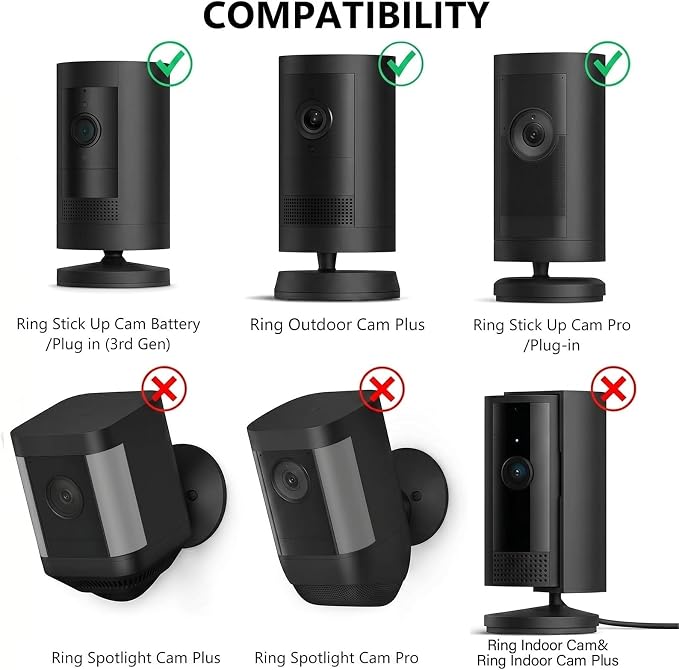 2Pack Ring Camera Wall Mount for Ring Stick Up Cam & Ring Outdoor Cam Plus - Image 2