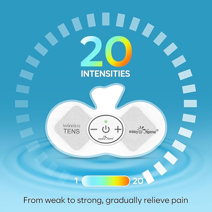 Easy@Home Rechargeable Compact Wireless TENS Unit - 510K Cleared, FSA Eligible Electric EMS Muscle Stimulator Pain Relief Therapy, Portable Pain Management Device EHE015