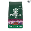 Starbucks Ground Coffee, Dark Roast Hot or Iced Coffee, Morning Joe, Six 12 oz Bags