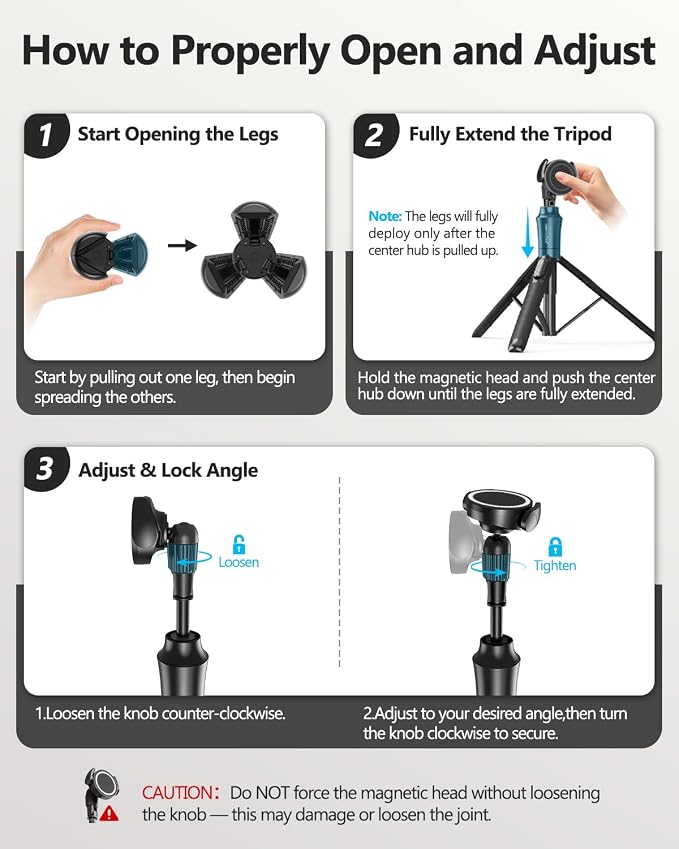 UBeesize 62'' Magnetic Selfie Stick Phone Tripod - Image 7