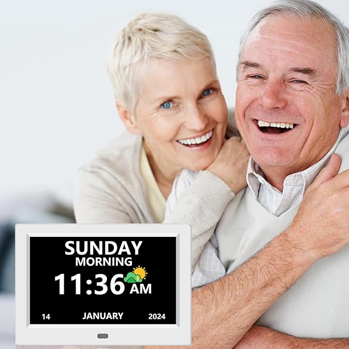 LXBYJKJ 11 Inch Digital Clock with Day and Date for Elderly Alzheimer's Clock Customizable Alarms 3 Display Modes Large Font Alarm Clock for Seniors Auto DST
