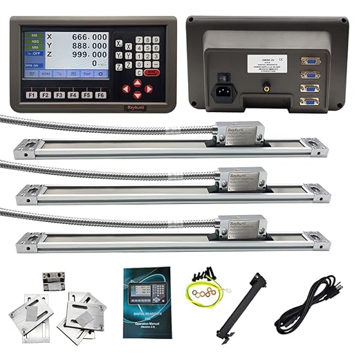 Baykunl 12" x 30" x 16" 3 Axis DRO Digital Readout for Mill DRO Magnetic Scale Encoder Milling Machine 320mm+770mm+420mm Tool IP67 Sealing Protection