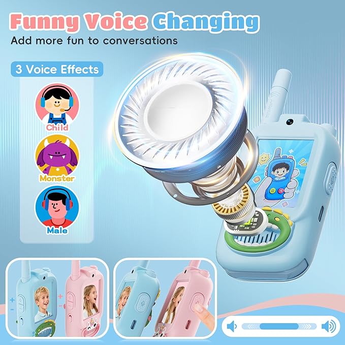 Video Walkie Talkies for Kids – Kids Walkie Talkies 2 Pack with Cute Silicone Cover, Voice Changer, 1000FT Range, Fun Indoor Outdoor Toys – Birthday for Boys and Girls Ages 3-10