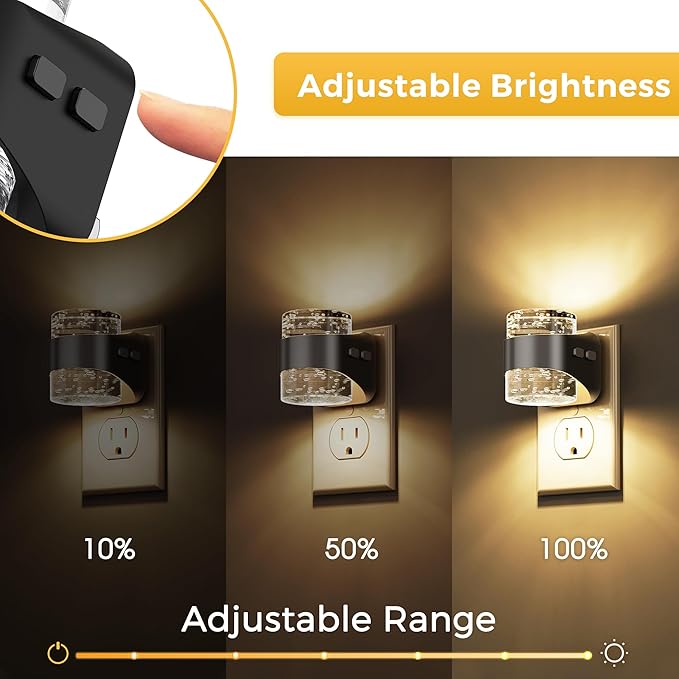 L LOHAS LED Night Light, Bubble Night Lights Plug into Wall,4 Pack 3000K/4000k/5000K Adjustable Color Temperature Night Light,Dimmable Nightlights with Dusk to Dawn Sensor for Rooms Bathroom Hallway