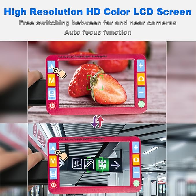 Portable Digital Video Magnifier, Electronic Reading Aid 5.0 Inch with Foldable Handle for The Visually Impaired Macular Degeneration Low Vision, 2X-32X Times Zoom 26 Color Modes