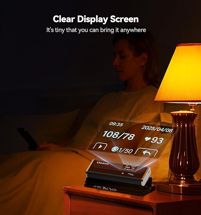 Checkme WiFi Blood Pressure Monitor for Home Use, Bluetooth Automatic Arm Cuff, Smart Digital BP Machine, Wireless Portable USB Rechargeable with X3 Accuracy Function, Free APP for iOS & Android Black