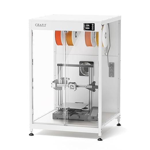 Crafit 3D Printer Cabinet, 3D Printer Enclosure with Ventilation, Thermo-Hygrometer and LED Light, Effectively Noise Reduction, Fits 3D Printers Up to 23''W x 22.4''D x 25.4''H