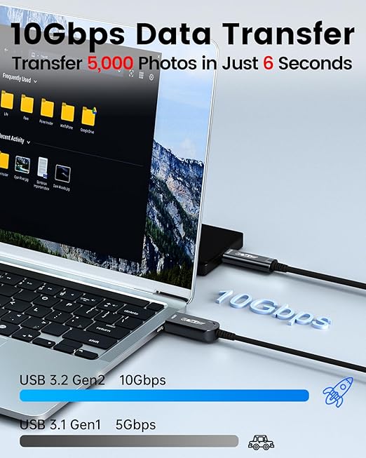 GeoHN.G USB A to USB C Fiber Optic Cable 30M/100FT, USB 3.2 10Gbps Long Distance Data Transfer USB C Extension Cable for VR, Camera, Mini PC, Laptop, Webcam, Printer and More