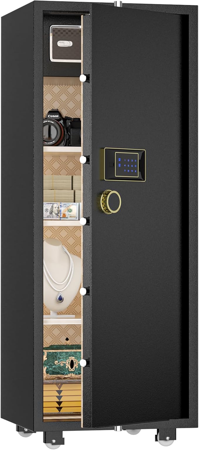 TIGERKING 17.6 Cu Ft Extra Large Home Security Safe – Touchscreen Lock, Heavy-Duty Steel Construction, Internal Compartment, Jewelry & Luxury Items, Ideal for Home or Office (Black, Classic Style)