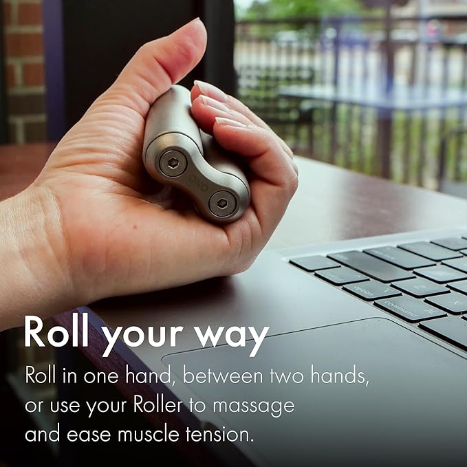 ONO Roller - Handheld Fidget Toy for Adults | Help Relieve Stress, Anxiety, Tension | Promotes Focus, Clarity | Compact, Portable Design (Natural, Full Size - Titanium)