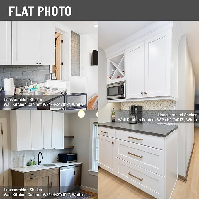 Wall Kitchen Cabinets, RTA Cabinets, White Shaker Cabinet, Wall Mounted, RTA Upper Cabinet, Modern for Kitchen and Bathroom with Door (White, 24" W x 42" H x 12" D)