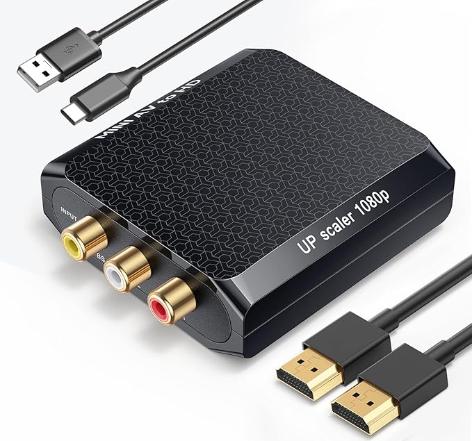 WENTER AV to HDMI Converter, 1080P RCA Composite to HDMI Adapter, Mini Analog CVBS Audio Video Adapter Supports PAL/NTSC for Smart TV VCR/VHS/Xbox/PS3/STB/N64/Wii/TV/PC/Blue-Ray DVD Players