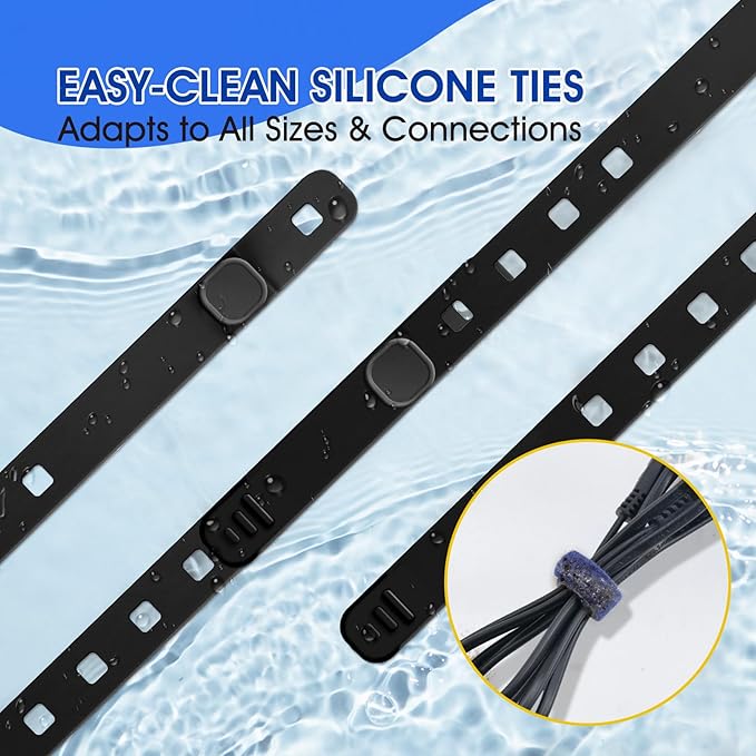 AROIC 30Pcs Reusable Silicone Cable Ties, 3-Size Adjustable Cord Organizer Set for Home Office & Travel Essentials - Under Desk Cable Management, Wire Organizer for Computer, Kitchen, Data Cords