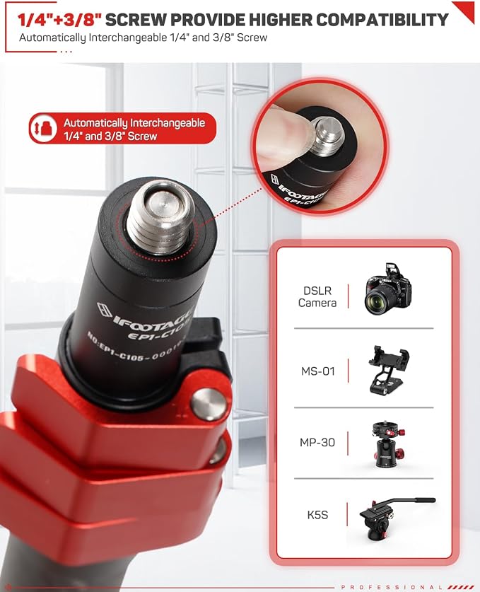IFOOTAGE Carbon Fiber Camera Pole, 37-108cm/14.6-42.5in Extension Tube - Image 5