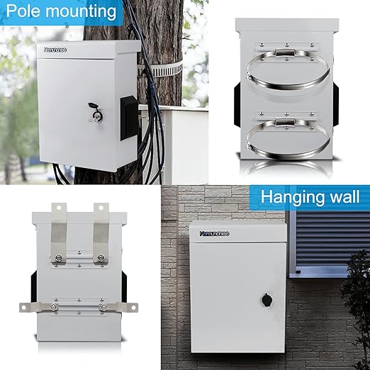 Outdoor Electrical Box, Cold-Rolled Steel Plate, Aluminum Alloy Back Beam, One-Piece Ventilation Design, IP65 Waterproof, Wall/Pole Mounted (17.8" x 13.8" x 8")