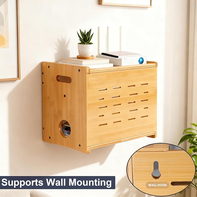 Fullin Upgrade WiFi Router Storage Box Hider, Large Capacity Projector Shelf - Image 5