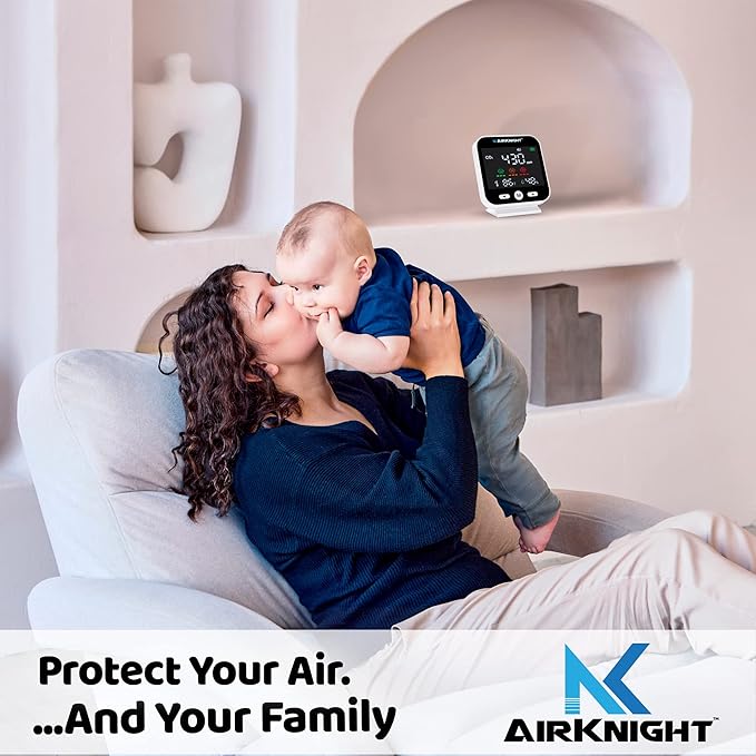 AirKnight Monitoring CO2 Monitor Indoor with Bonus Humidity & Temperature Readings | Carbon Dioxide Meter, Homebrewing - Carbon Dioxide Detector, Portable CO2 Detector, CO2 Meter Indoor, CO2 Sensor