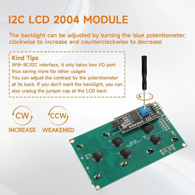 HUAREW 2pcs I2C IIC TWI 2004 Serial LCD Display Module 20x4 Compatible with Arduino Raspberry Pi
