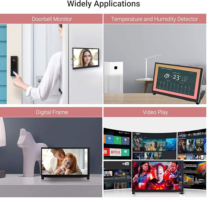 ELECROW 7 Inch Touchscreen Monitor for Raspberry Pi - 1024x600 IPS Capacitive Touch Screen HD Mini LCD Display with Stand Compatible with Raspberry Pi 5/4B/3B+/3B, BB Black, Win11/10/8/7, Driver Free