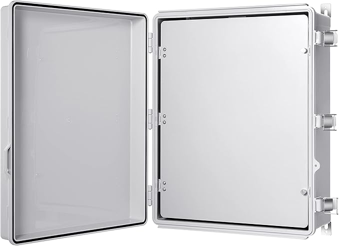 Gratury Junction Box, IP67 Waterproof Plastic Enclosure for Electrical Project, Hinged Grey Cover, Includes Mounting Plate and Wall Bracket (Grey Cover with Inner Door, 20"×16.1"×7.9")