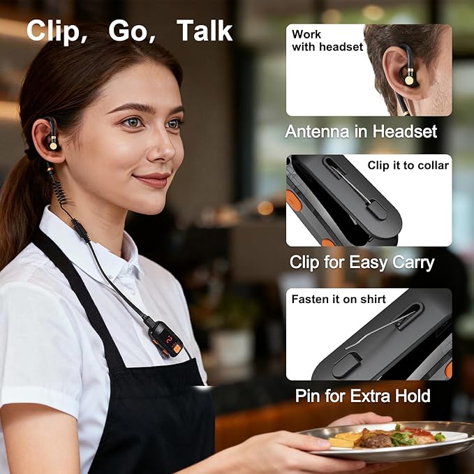 3 Pack Mini Walkie Talkies, Waterproof Small Walkie Talkies Two Way Radio with Earpieces for Outdoor, Restaurants, Hiking, Baseball, Hospital, Tourism, Adults