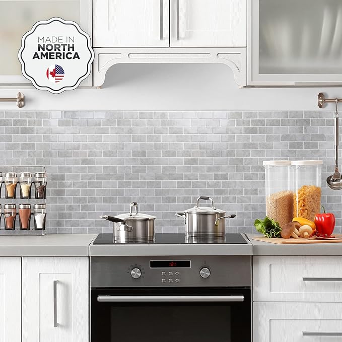 SMART TILES Peel and Stick Backsplash - 10 Sheets of 10.95" x 9.70" - 3D Adhesive Peel and Stick Tile Backsplash for Kitchen, Bathroom, Wall Tile, Fondi