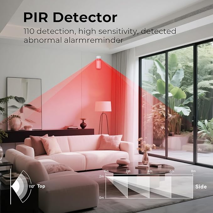 Hapippofa Alarm System for Home Security,9 Pieces Smart WiFi Door Alarm System with APP Alert,Window Motion Sensor Alarm,Remote Control, Loud Siren,Compatible with Alexa