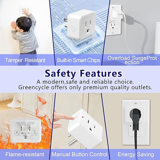 Remote Plug in On Off Switch,GreenCyle Outlet Plug with Remote, Wireless On/Off Light Switch Wall Mounted,15A/1500W,TUV Listed, No Wiring Needed,500ft RF Range, for Lamps, Fans, Household Appliances