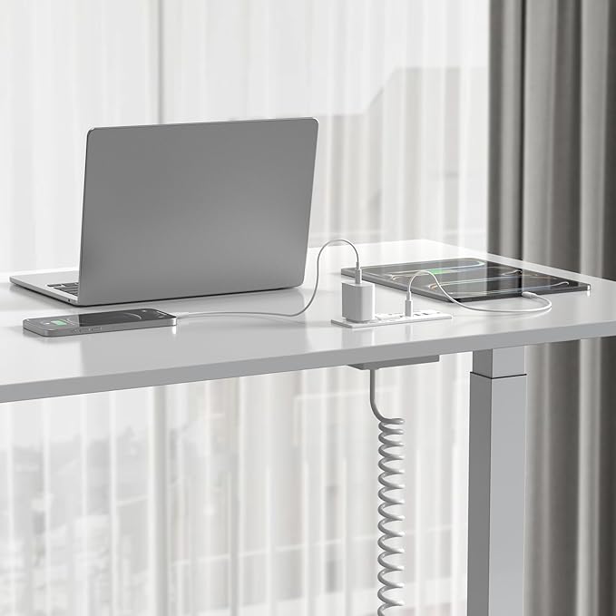 Recessed Power Strip USB C 65W Fast Charging Station,in Drawer Outlet,Furniture Flush Mount for Desktop,Workspace Essential Desk Outlet (White, 6FT)