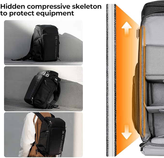 K&F CONCEPT Professional Camera Backpack, Large Photography Backpack Expandable - Image 5