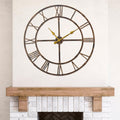 Ohweog Large Wall Clock for Living Room Decor – 40 Inch Silent Non-Ticking Modern Farmhouse Wall Clock, Oversized Decorative Metal Roman Numeral Clock, Bronze