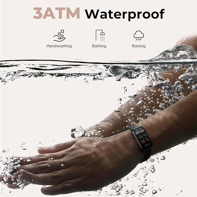 TIFOZEN Fitness Tracker for Women Men, Smart Watch Band with 24/7 Heart Rate Blood Oxygen Sleep Monitor, Calories Step Tracker Pedometer 3ATM Waterproof Activity Tracker for Android iOS, Black