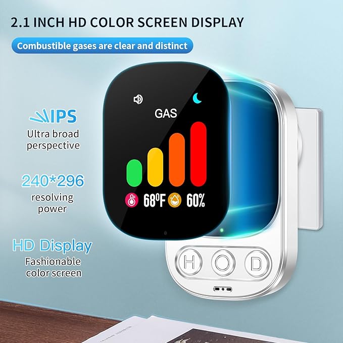 3-in-1 Natural Gas Leak Detector, Propane, Methane, Butane & LPG – Plug-in Digital Alarm with 85 dB Audio Alarm, HD Screen Display- Hotel and Travel Safety, RV, Home
