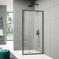 Shower Framed Glass Panel, 34" W x 74" H Shower Screen, 5/16" (8mm) Tempered Glass Shower Door, Fit for Walk-in Bathroom, Matte Black Fixed Shower Door