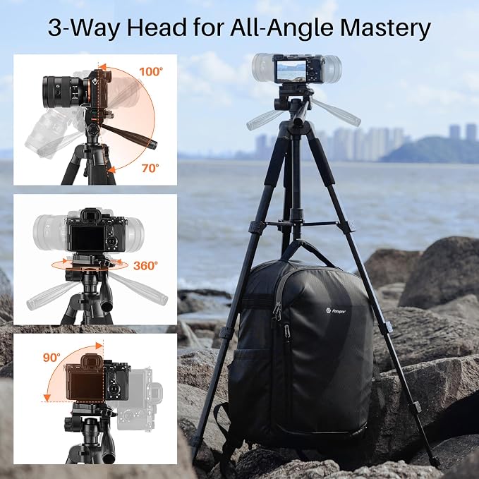 Fotopro 69'' Camera Tripod Lightweight Portable Travel Tripod - Image 3