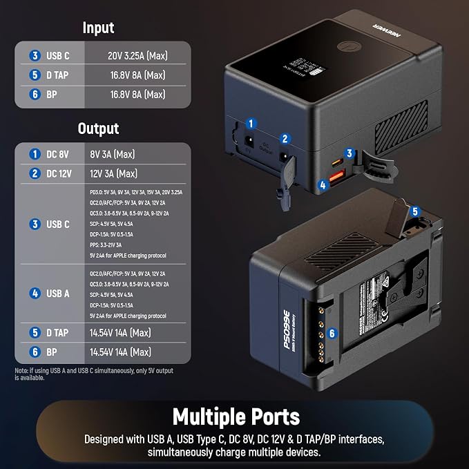 NEEWER Basics V Mount Battery PS099E, 6800mAh/99Wh Mini V Lock - Image 7