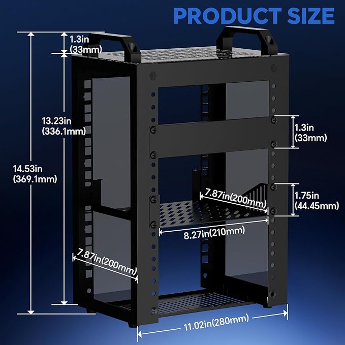YQMRCZRF 6U Network Rack, 10-inch Mini Server Rack, 7.87 inches Deep. Suitable for IT Equipment, Networking, Servers, Audio and Video Equipment-Black