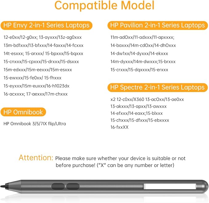 Stylus Pen for HP with 1024 Pressure Sensitivity & 2500hr Battery Life - Image 2