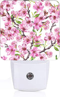 FSHVQKD Spring Flowers Blossom Night Light,Plug Into Wall for Boys Girls Bedroom Decorative Square Night Light Lamp 0.5w Sleep Friendly