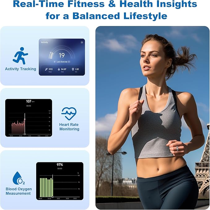 SEEKZERO Smart Ring-Size First Before You Buy, No APP Subscription,7-10 Days of Use,Sleep|Activity|Stress|Heart Rate|SPO₂ Tracker, Compatible with iOS and Android (Silver, 13)