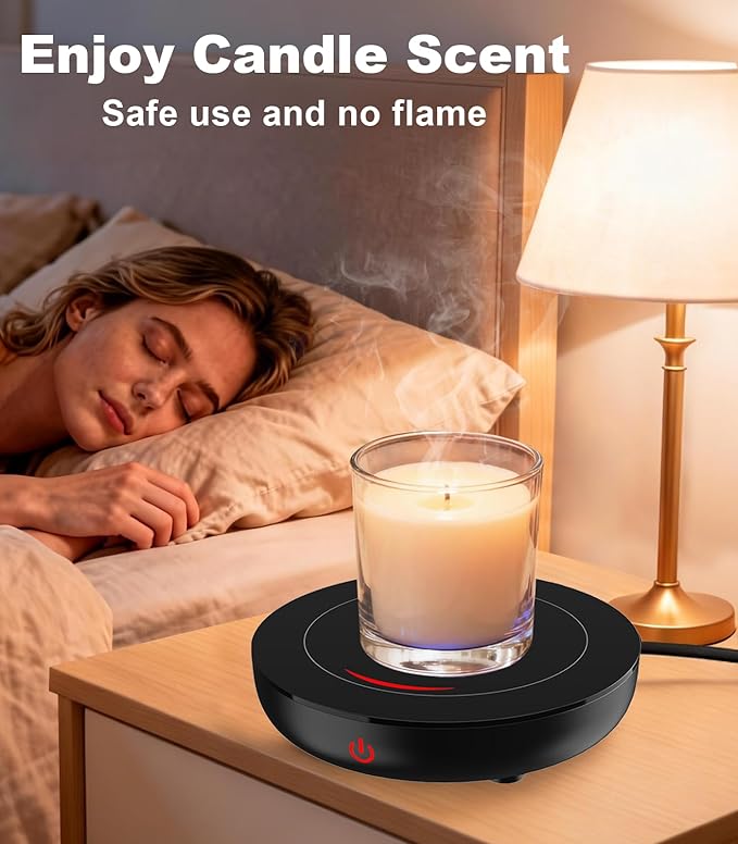 Kepwam Coffee Mug Warmer for Desk, 3-Temp Fast Heating Cup Warmer with 6H Auto Shut Off, LED Light & Smart Candle Warmer for All Beverages, Ideal Gifts for Women Men