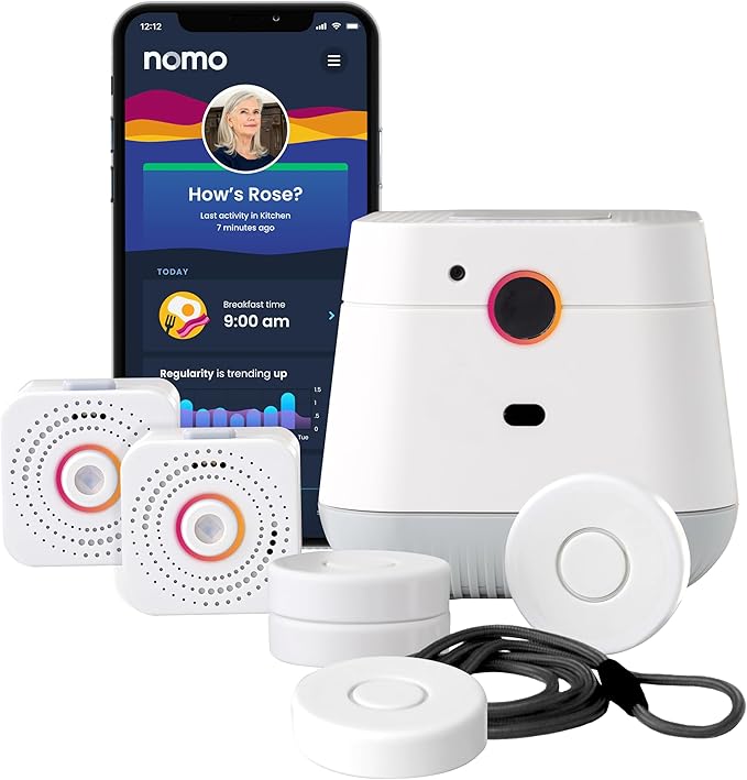 NOMO Smart Care Medical Alert System, Fall Detection for Seniors, WiFi in Home Monitoring Safety System, Emergency Call Button, Custom Fall Alert, Virtual Caregiver, 30-Day Trial Monthly Subscription