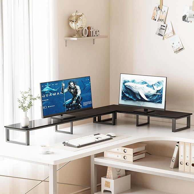 aboxoo 59" Large TV Riser Stand for 32-75 Inch TV, TV Shelf with Steel Legs, Tabletop TV Riser for Home Living Room, Study Office (Black)