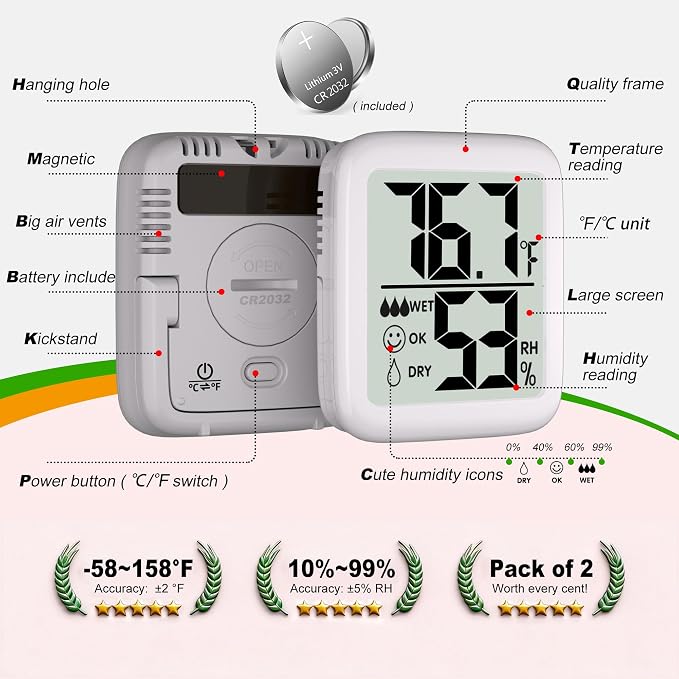Antonki 2 Pack Room Thermometer - Image 3